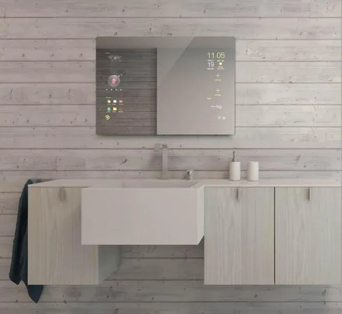 Smart LED mirror with integrated display and lighting